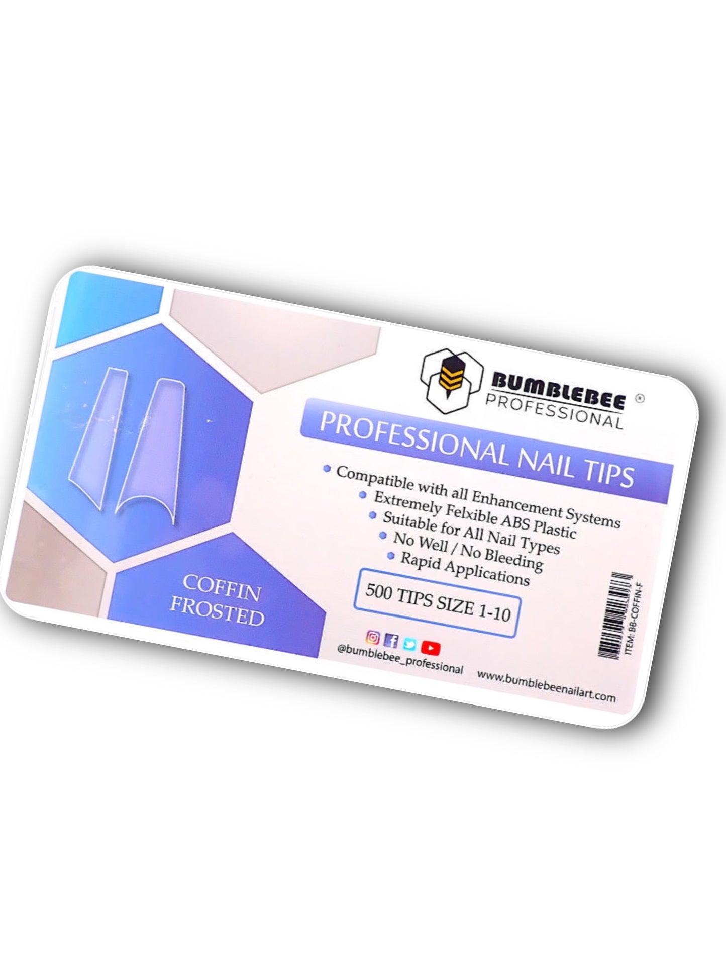 Bumblebee Nail Tips Coffin Clear 500 Tips