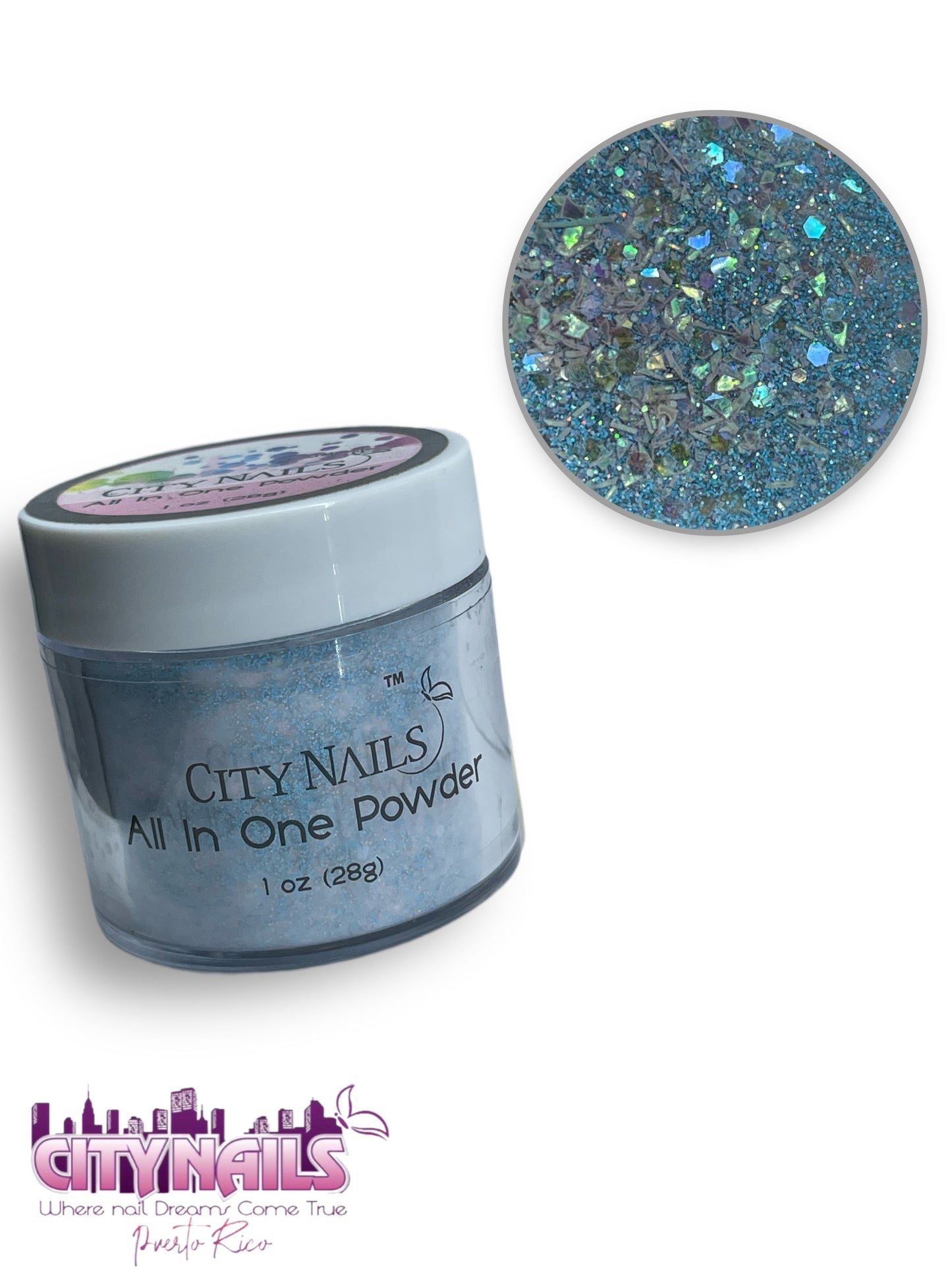 City Nails All In One Collection: White & Blue Sparkle