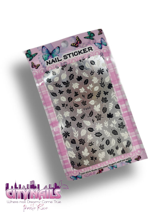Black & White Leaves Stickers
