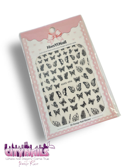 Black Butterflies & Leaves Stickers