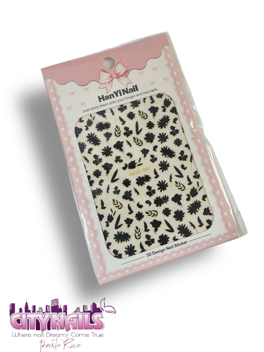 Hanyi Black Flowers Stickers