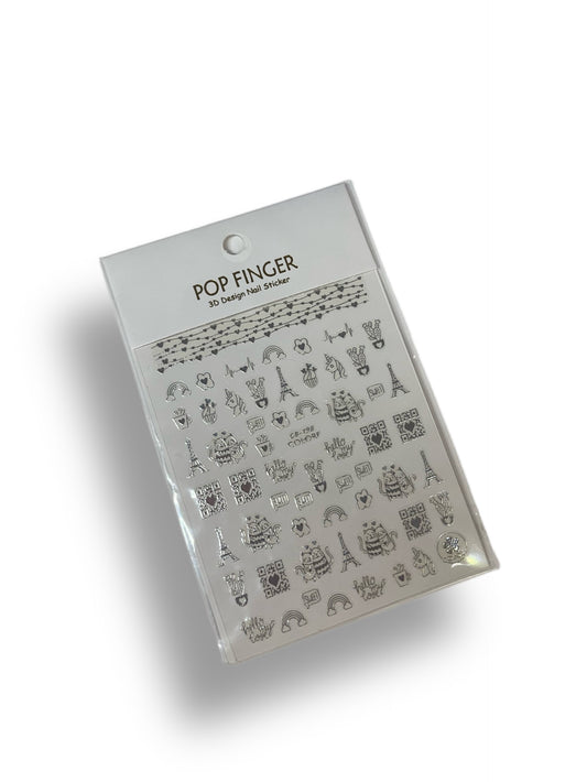 Silver French Love Stickers