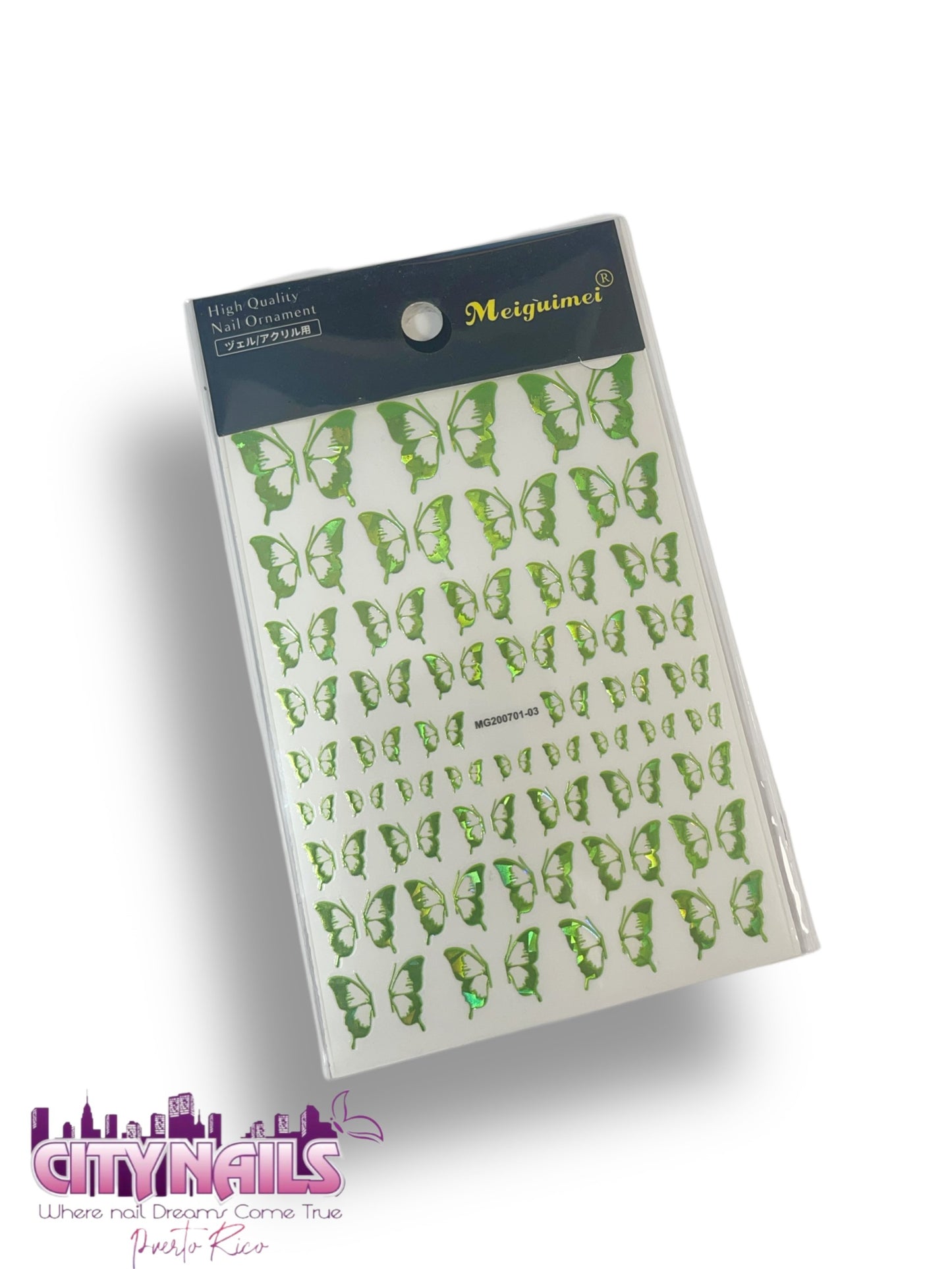 Green Holographic Butterflies Stickers