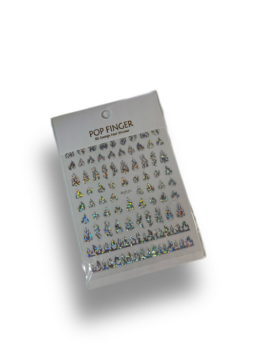 Holographic Metallic Flames Stickers