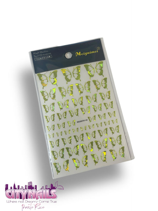 Light Green Holographic Butterflies Stickers
