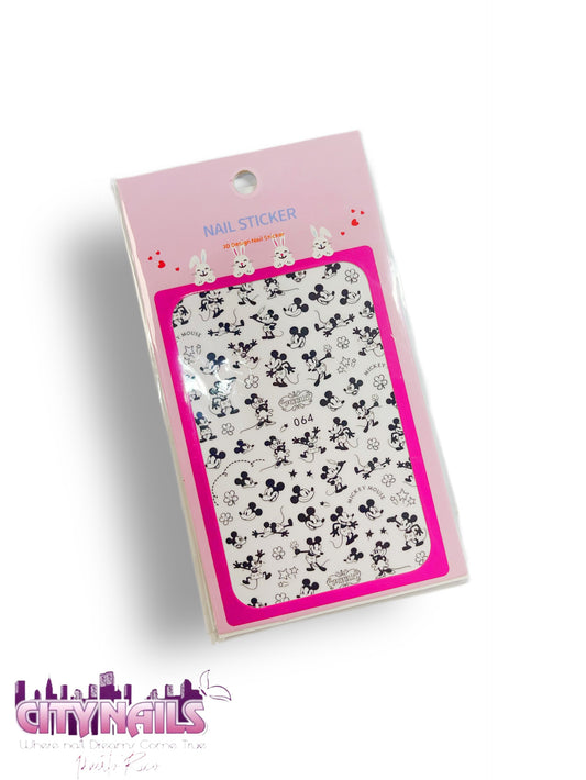 Nail Stickers: Black & White Famous Mouse