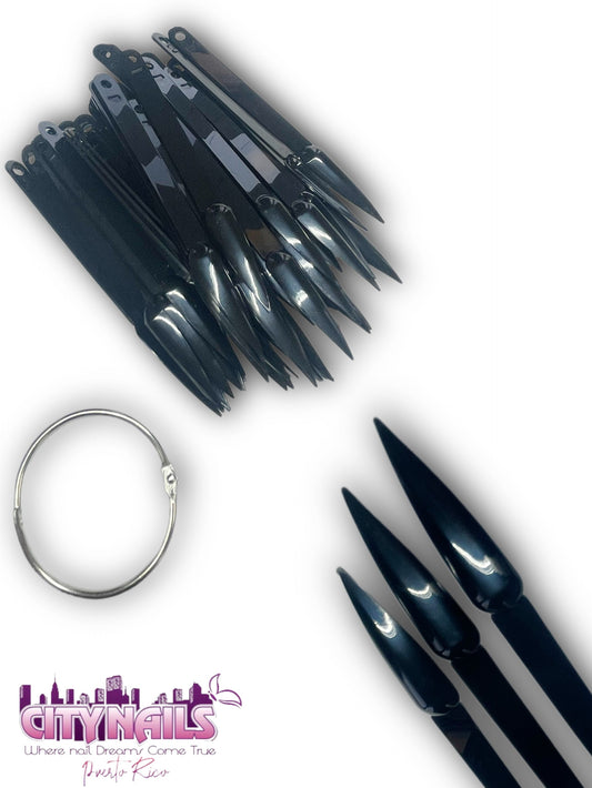 Practice Nail Tips: Stiletto Black