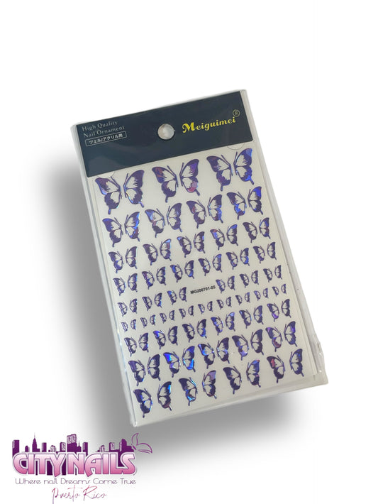 Purple Holographic Butterflies Stickers