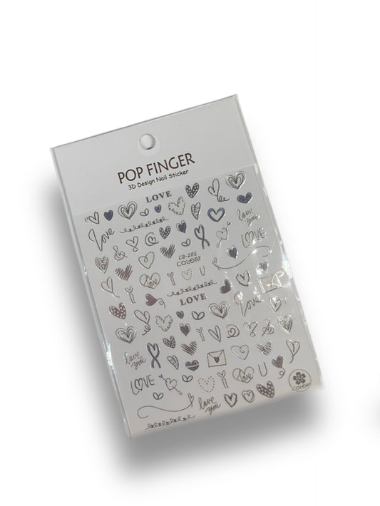 Silver Hearts Stickers